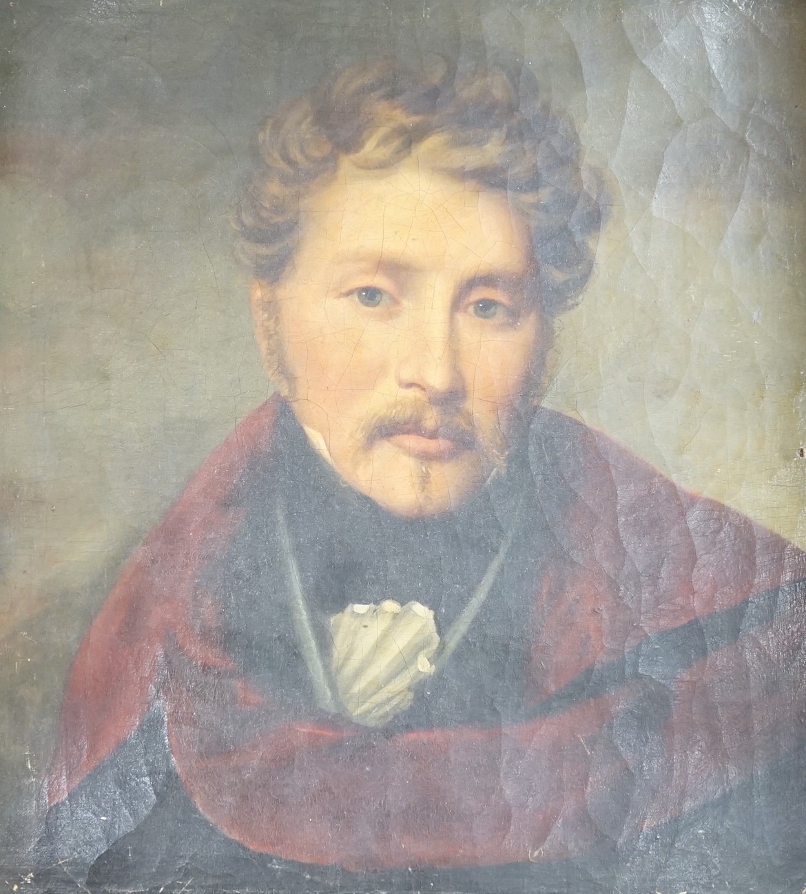 19th century French School, oil on canvas, Portrait of a gentleman, 33 x 30cm, unframed